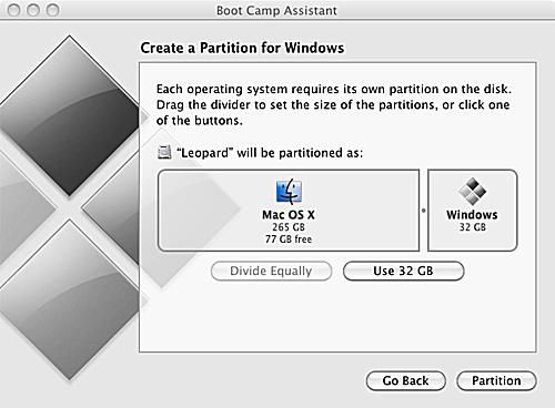 paritioning a drive for use with windows from a mac